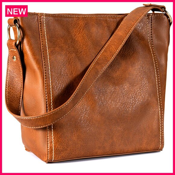 Handbags - Luxury Vegan Leather Hobo Shoulder Bag, 13x11x4.7 Inches, Everyday Purse